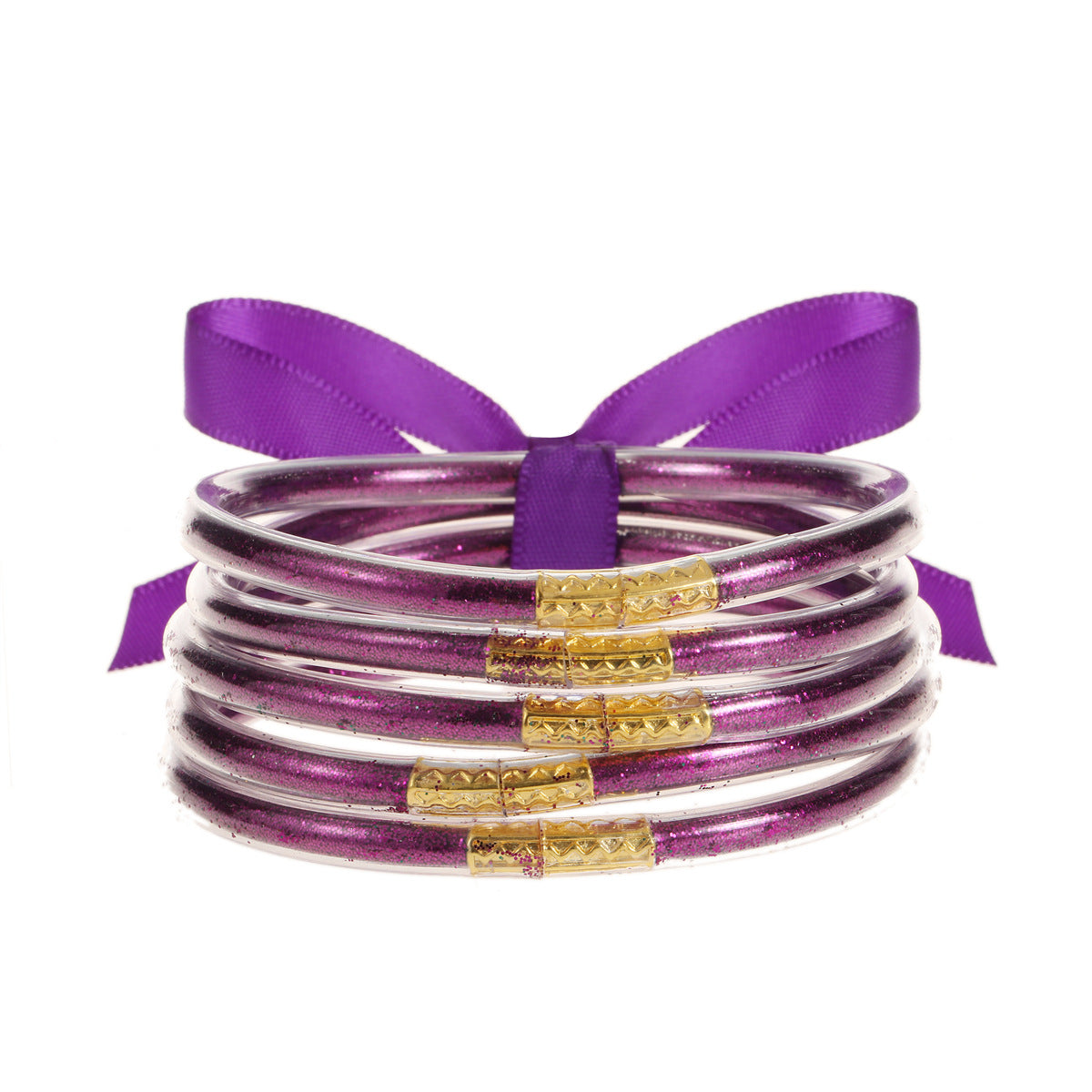 Pulsera de tubo de plástico brillante de oro de silicona transparente suave y transparente